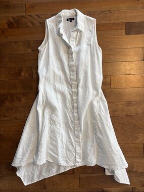 Asymmetrical White Linen Button-Front Top